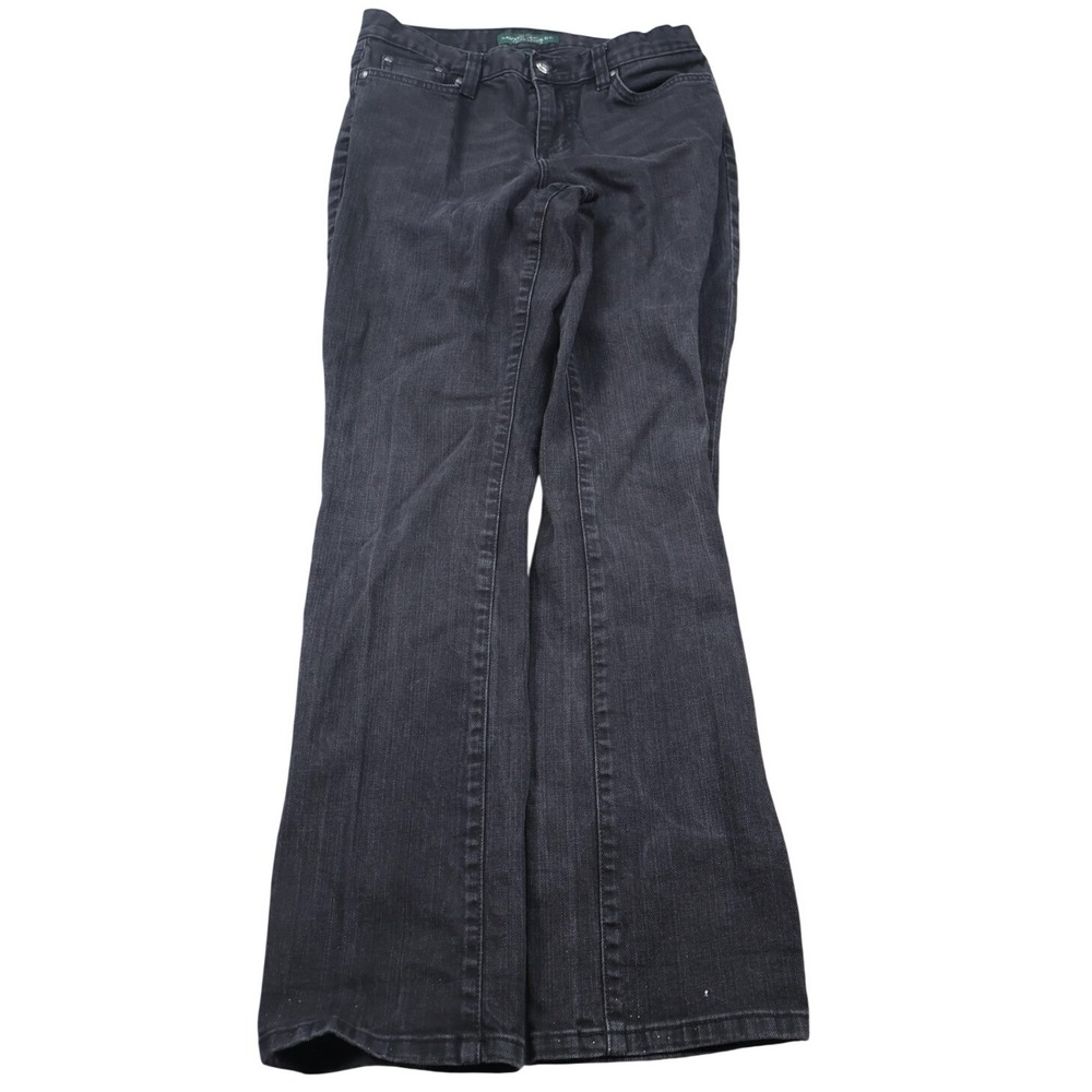 Lauren Jeans Co Jeans Womens 2 Black Dark Wash‎ Straight Leg Stretch Denim